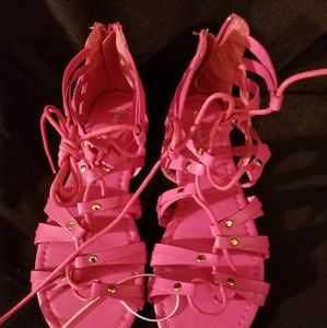 NWOT pink strap gladiator tie up